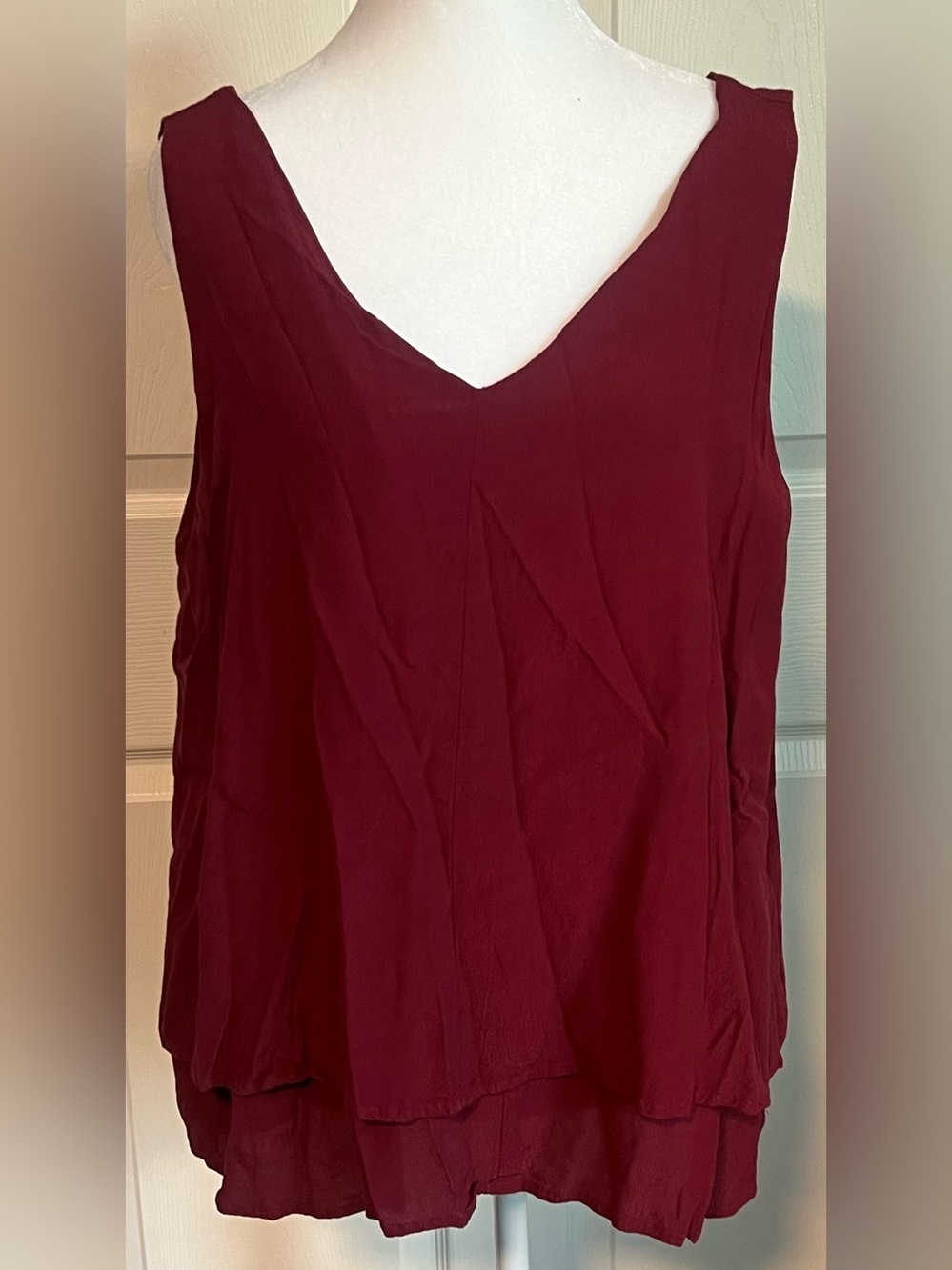 LOFT Deep Wine V-Neck Sleeveless Top